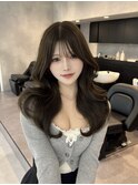 グレージュ/ブリーチなし/レイヤーカット/韓国ヘア/前髪顔まわり
