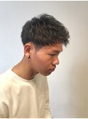 刈り上げショートアップバングソフトスパイラルパーマ