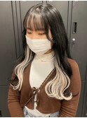 3713韓国ブリーチ＆インナーカラー黒髪金髪ホワイトブロンド