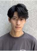 ビジネスショートニュアンスパーマセンターパートダウンパーマ