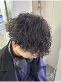 波巻きシャドウパーマラウンドマッシュフェザーパーマ