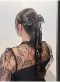 ツイン編み下ろしアレンジ/金箔/ヘアセット/表参道/青山/美容室