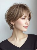 白髪ぼかしハイライト大人ショート