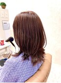 髪質改善 ナチュラルウルフ ミディアム レッドブラウン