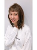 オフィスヘアエアリーミディショートパーマ黒髪カタログ