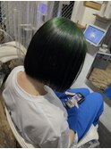 大人可愛い髪質改善艶カラーグリーンアッシュボブ