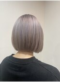 【W_SALON 河原町】ホワイトパールラテ×ボブ/丸みボブ