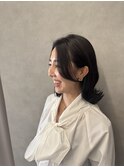 韓国風顔まわりカット/外ハネミディアム/佐渡慎吾