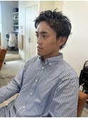 メンズにおすすめピンパーマをかけたスパイキーショート/宇都宮