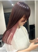4599艶髪ホワイトピンクインナーカラーニュアンスカラー韓国ヘア