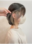 切りっぱなしボブ×インナーカラーベージュ◎ブリーチ/髪質改善