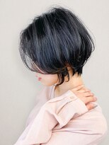 エルプラスヘアー 平尾店(L+hair) 韓国風小顔ショートひし形ウルフアッシュ暗髪ショート30代