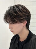 フェザーショートミニウルフツーブロック毛流れパーマ仙台