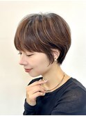 韓国風ミニボブタンバルモリ切りっぱなしボブ前髪あり小顔ボブ