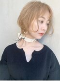 ふわボブ_オリーブカラーハイライトカラー_97068