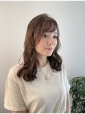 外ハネレイヤー フェザーバング オリーブベージュ