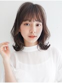 ショコラベージュ ボブルフ  ベビーバング カール くびれヘア