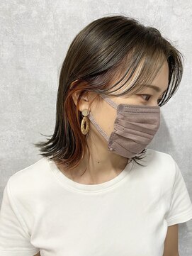 シールドヘアー 沖縄 新都心(C'LD Hair) 【 C’LD 】お客様スタイル_くびれボブとこっそりオレンジ