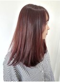【FOLK】透明感レッドピンク☆似合わせストレートセミロング♪