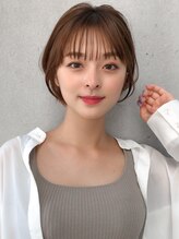 エトラ 渋谷店(etora) ◎前髪 ネビージュ ボブルフ 黒髪 ワンレン ショートボブ 小顔 "