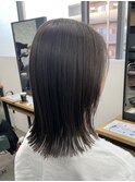 外ハネミディアム/シアーカラー/前髪カット/髪質改善/清澄白河