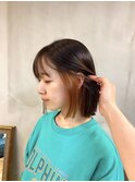 オレンジベージュ／インナーカラー／ポイントカラー／ボブ