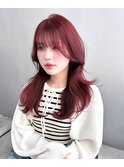 チェリーレッド×レイヤーカット