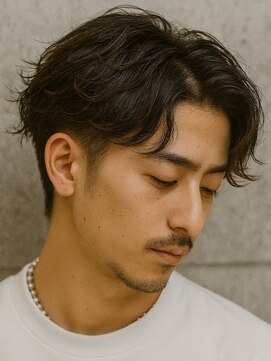 メンズ ナチュラルフェザーパーマ×アップバング