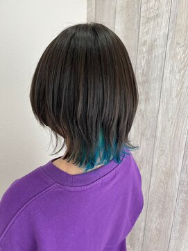 シエル 立川店(CIEL) 【CIEL×久光】インナーブルーグリーン×ウルフカット