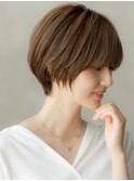 20代30代丸みショート似合わせカットシースルーバングハイライト