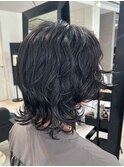 ＊ショートウルフパーマヘアミディアムウルフパーマスタイル