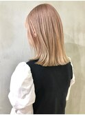 ダブルカラーミルクティーベージュカラーケアブリーチミニボブ