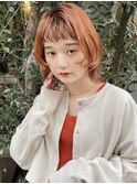 花田/ボブ/オレンジカラー/顔まわりレイヤー/ブリーチ/下北沢
