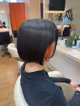 アメイジングヘアー 中沢店(AMAZING HAIR) インナーカラー×オレンジ/コロンとボブ/ミニボブ/ショートボブ