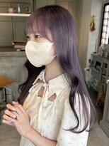 ミミバイカシュカシュ(mimi by cache cache)&nbsp;ブリーチカラーラベンダーベージュカラーシースルーバング