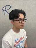 センターパートミックスパーマ