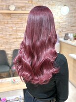 ソワバイアロマヘアー(soi by AROMA hair) ハイトーン/ピンク系カラー/ウェーブロング/カシスピンク/仙台