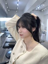 オニキス(ONYX)&nbsp;T109顔周りカット韓国ヘアブリーチなしダブルカラーグレージュ