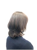 ミディアムウルフ/くびれレイヤー/ココアブラウン/40代50代60代/