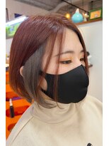 クリコ ヘアーデザイン(CLICQUOT hair design) オレンジ×グレー前下がりボブ
