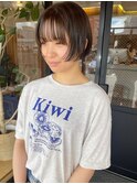 ショートボブ×フルバング×グレージュ