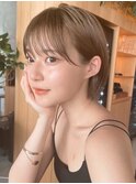 顔周りレイヤーカット小顔ショート/ブリーチなし透明感カラー