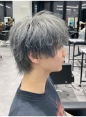 シルバーアッシュメンズカットウルフショート