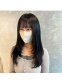 プルエクステ10代20代黒髪ロングレイヤーカットトレンドスタイル
