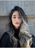 バレイヤージュ//イメチェン/ホワイトブロンド/外ハネボブ