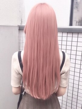 ロイオブジゼル(roi of GiseL) ロング ストレート ハイトーン ブリーチ ピンクベージュ 透明感