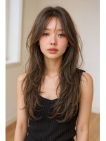 ノラキチジョウジ(NORA KICHIJOJI)&nbsp;顔周りレイヤーカットシースルーバング耳かけくびれミディアム