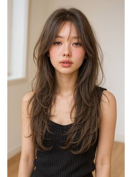 ノラキチジョウジ(NORA KICHIJOJI) 顔周りレイヤーカットシースルーバング耳かけくびれミディアム