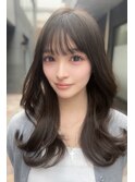 韓国風くびれレイヤーカットハッシュカットダークグレージュ