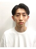 七三オールバックツイストパーマコンマヘアかき上げヘアテクノrR